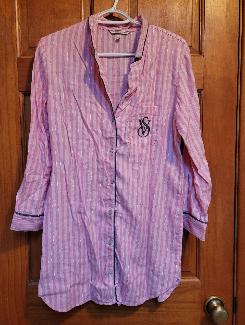 Victoria's Secret Pink and White Striped Button-Down Pajamas XS